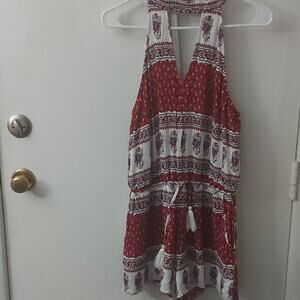 Very J Boho Tassel Tie Front Romper M Bohemian Summer Festival Hippie Summer NEW